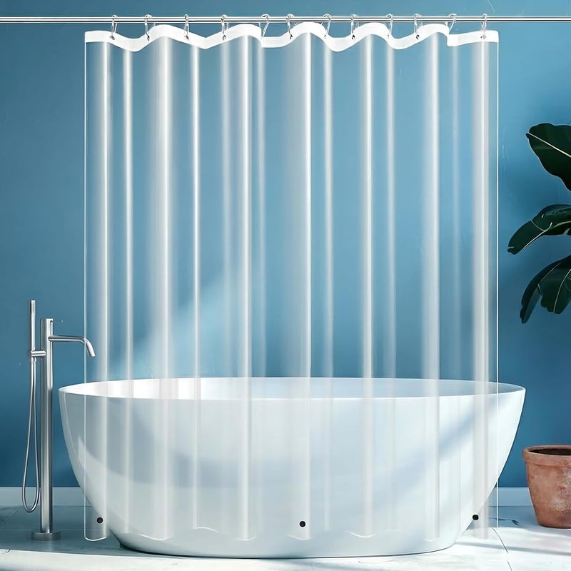 RELY+ + Shower Curtain Liner with Magnets | 72X72 inches | Clear PEVA, 70 GSM Premium Thickness | Fits Standard Shower, Waterproof, Odour-Free, Rustproof Grommets - Image 1